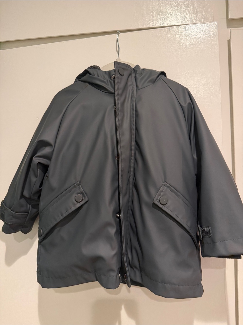 Kids Rubberized Waterproof Hooded Jacket - Slate Gray